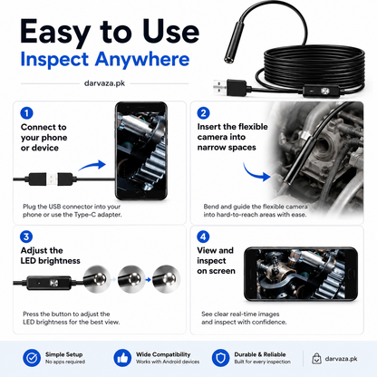 Waterproof Endoscope Camera for Inspection With 6 LED and Soft Cable