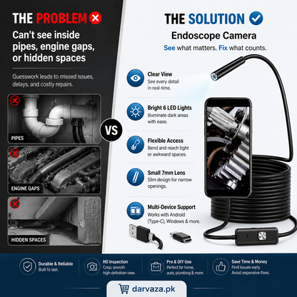 Waterproof Endoscope Camera for Inspection With 6 LED and Soft Cable