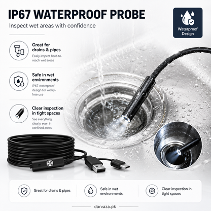Waterproof Endoscope Camera for Inspection With 6 LED and Soft Cable