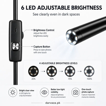 Waterproof Endoscope Camera for Inspection With 6 LED and Soft Cable