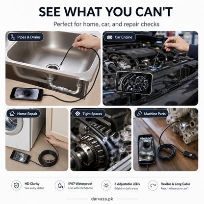 Waterproof Endoscope Camera for Inspection With 6 LED and Soft Cable