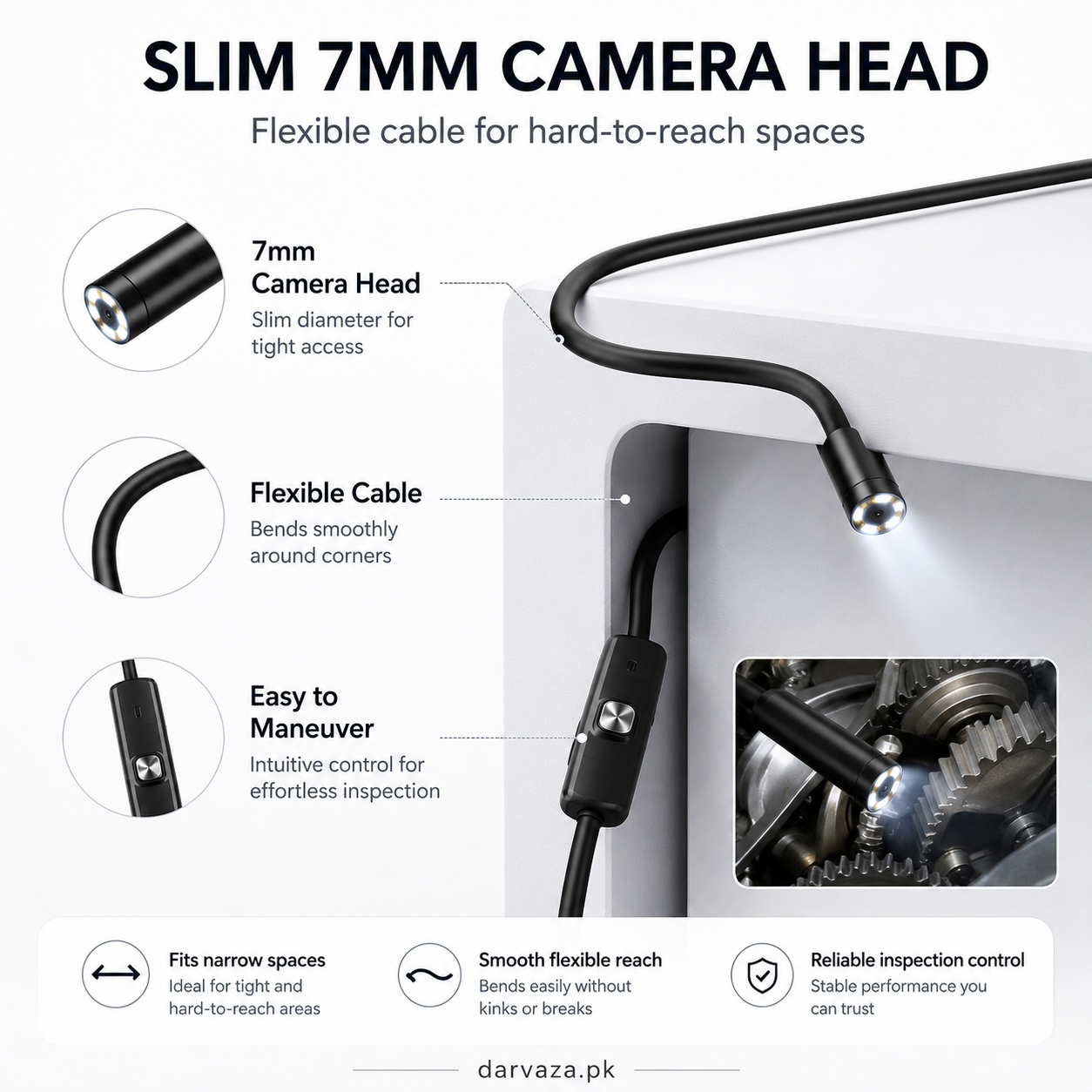 Waterproof Endoscope Camera for Inspection With 6 LED and Soft Cable