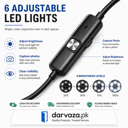 Waterproof Endoscope Camera for Inspection With 6 LED and Soft Cable