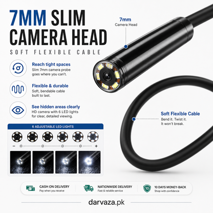 Waterproof Endoscope Camera for Inspection With 6 LED and Soft Cable