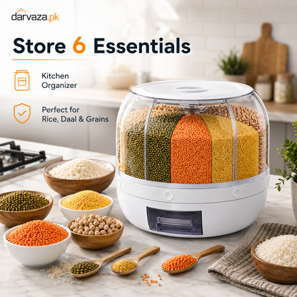 6 Grid Rotating Airtight Grain and Rice Container