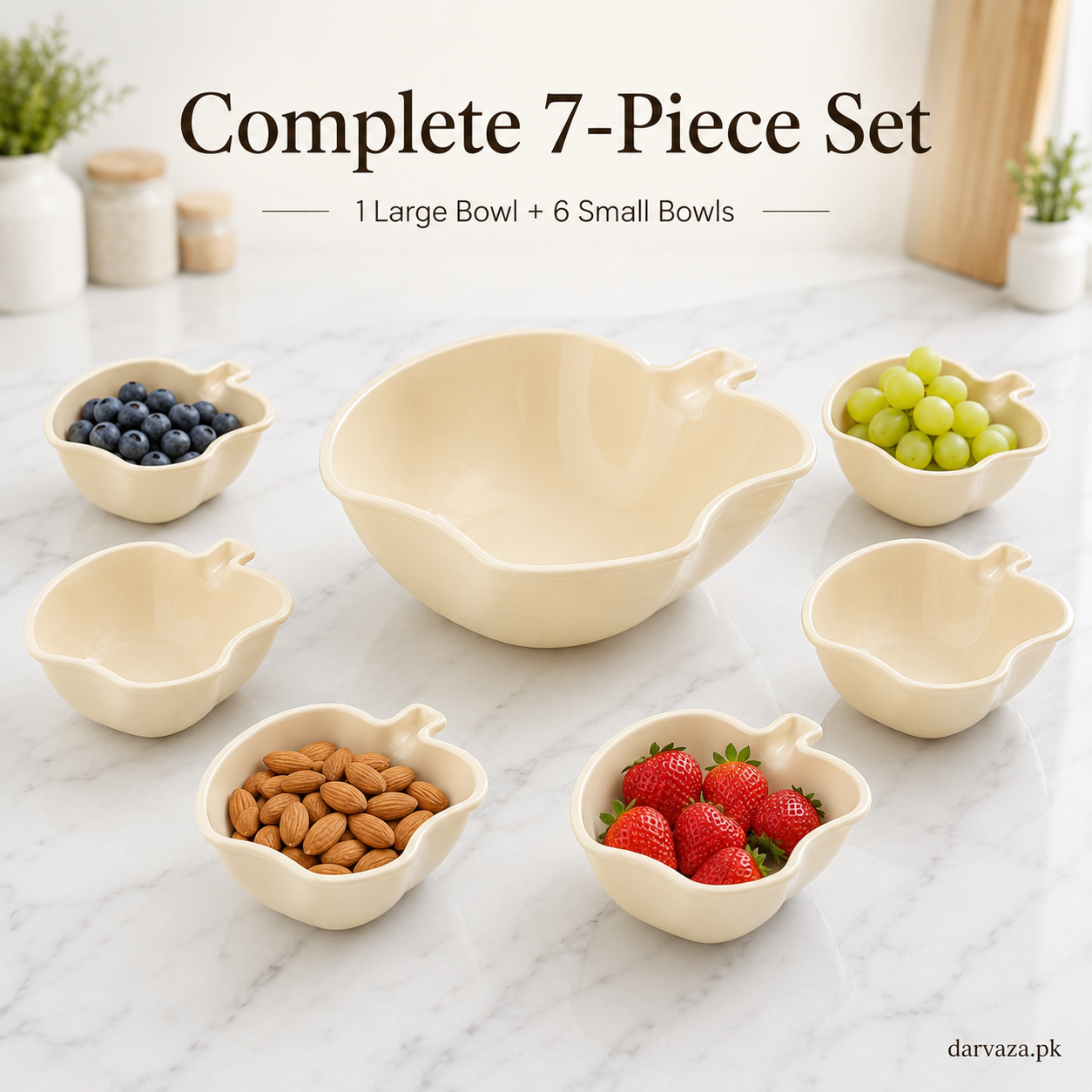 Apple Bowl Set 7 in 1 – Premium Serving Bowls for Snacks, Fruits & Dips