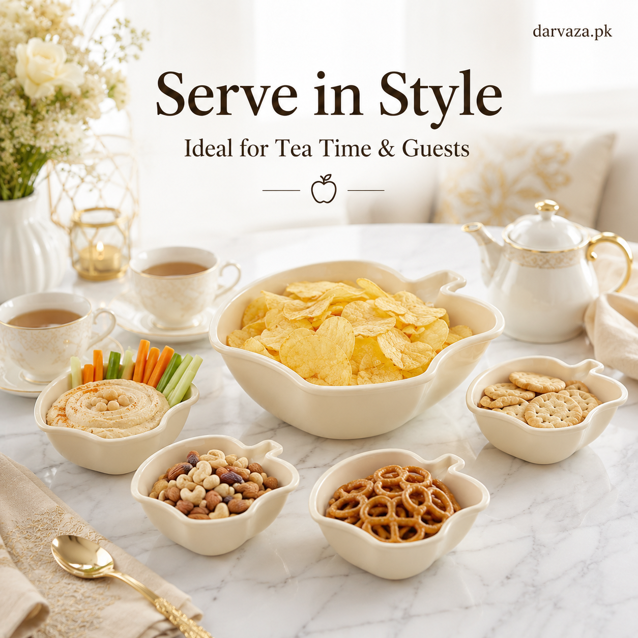Apple Bowl Set 7 in 1 – Premium Serving Bowls for Snacks, Fruits & Dips