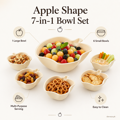 Apple Bowl Set 7 in 1 – Premium Serving Bowls for Snacks, Fruits & Dips
