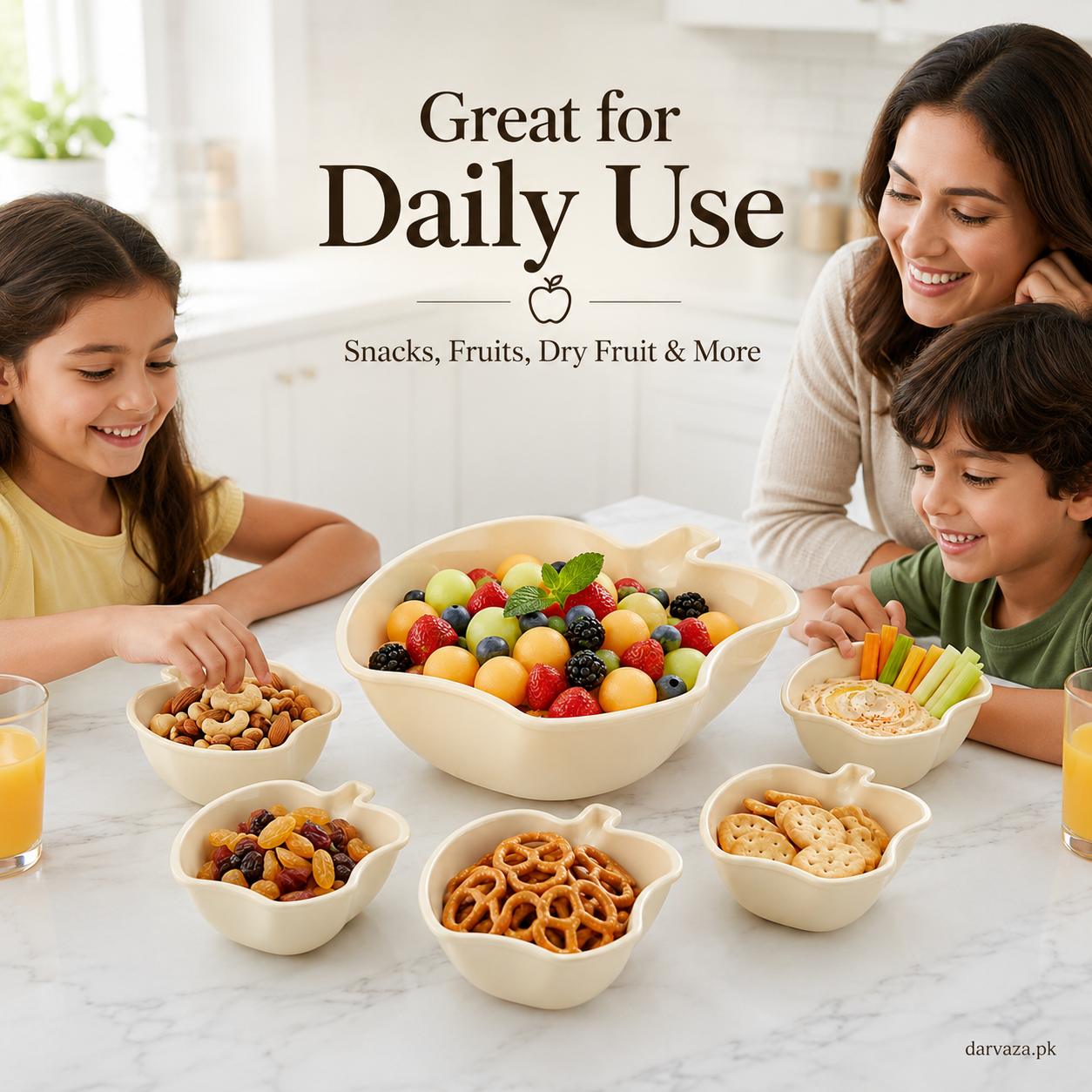 Apple Bowl Set 7 in 1 – Premium Serving Bowls for Snacks, Fruits & Dips