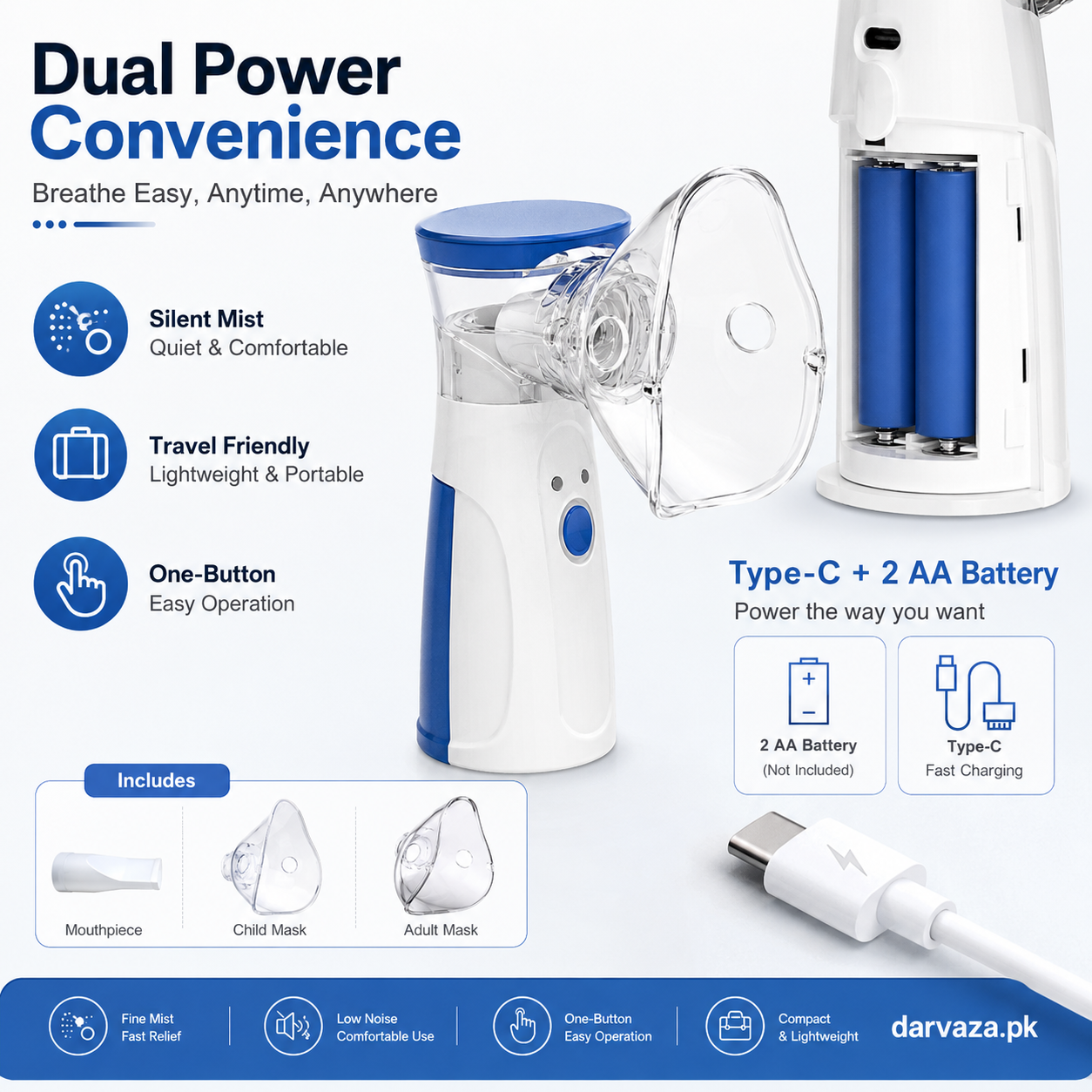Portable Nebulizer with Ultra-fine mist For Kids and Adults