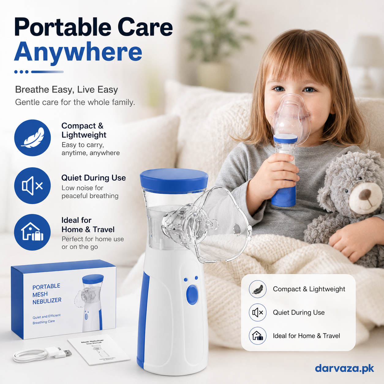 Portable Nebulizer with Ultra-fine mist For Kids and Adults