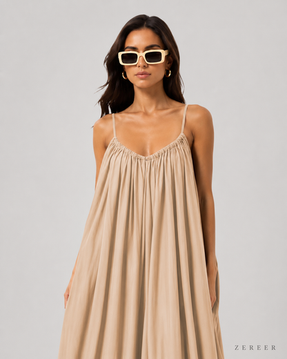 Skin Backless Cami Gathered Maxi Dress with Back Flow