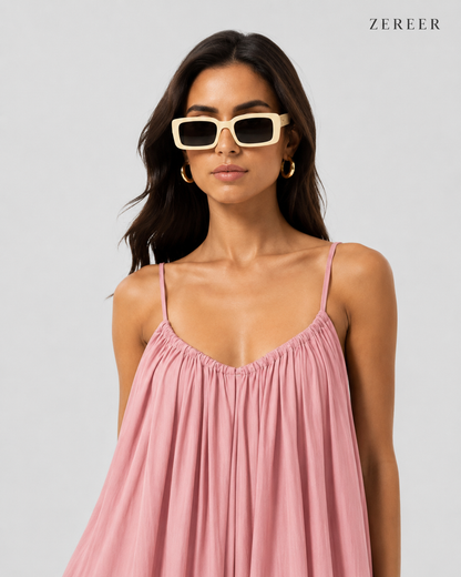 Premium Gathered Maxi Dress – Spaghetti Strap Long Backless Cami (Summer | Maternity | Nightwear Comfort Fit)