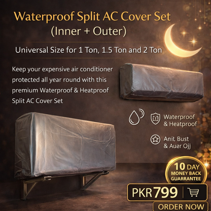 Waterproof Split AC Cover Set (Inner + Outer) – Universal Size for 1 Ton, 1.5 Ton and 2 Ton