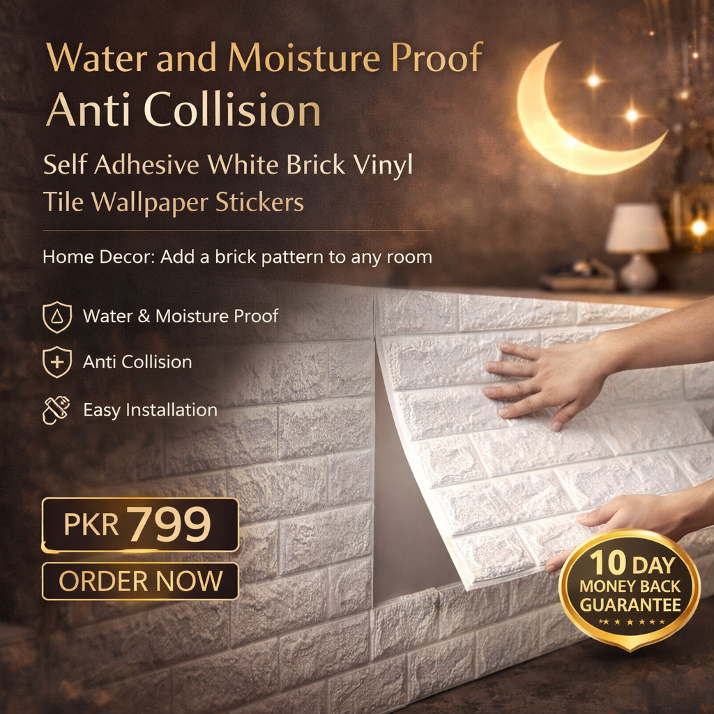 Water and Moisture Proof Anti Collision Self Adhesive White Brick Vinyl Tile Wallpaper Stickers For Home Decor