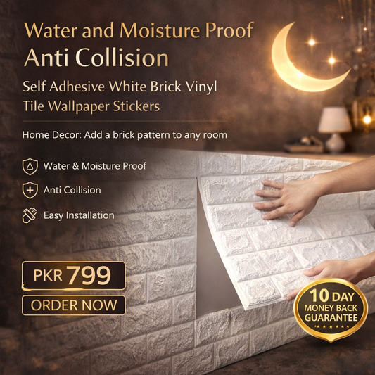 Water and Moisture Proof Anti Collision Self Adhesive White Brick Vinyl Tile Wallpaper Stickers For Home Decor