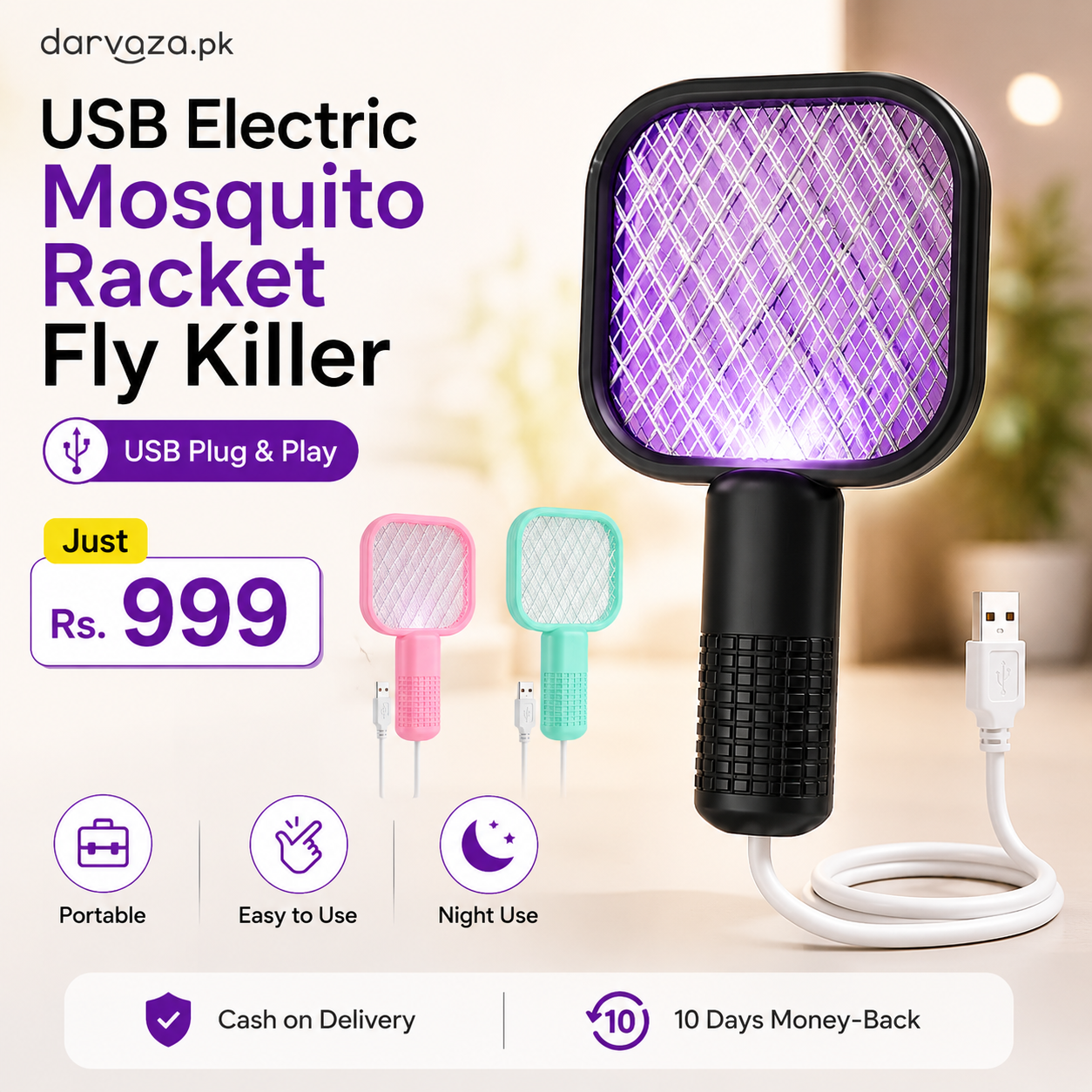 USB Electric Mosquito Racket Fly Killer