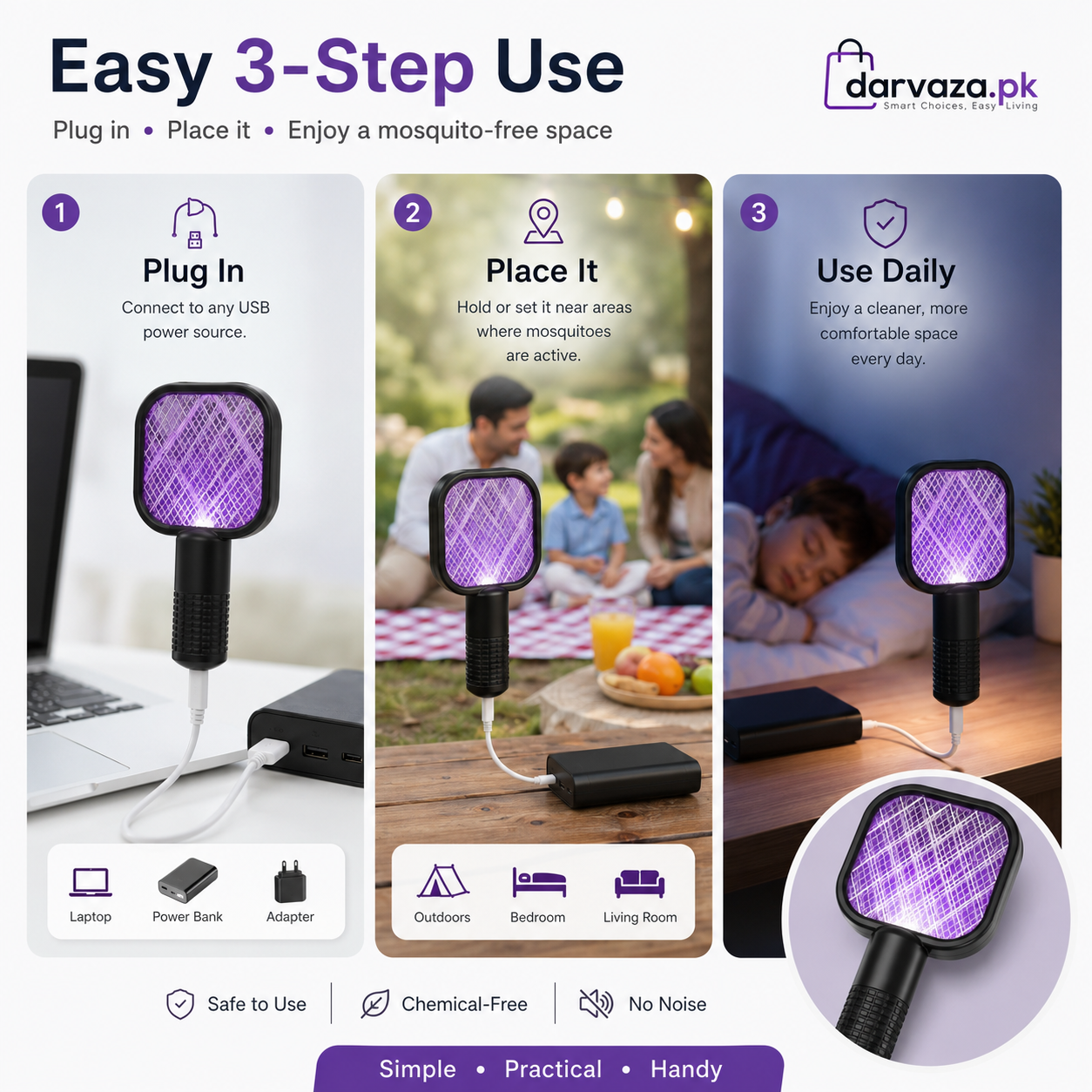 USB Electric Mosquito Racket Fly Killer