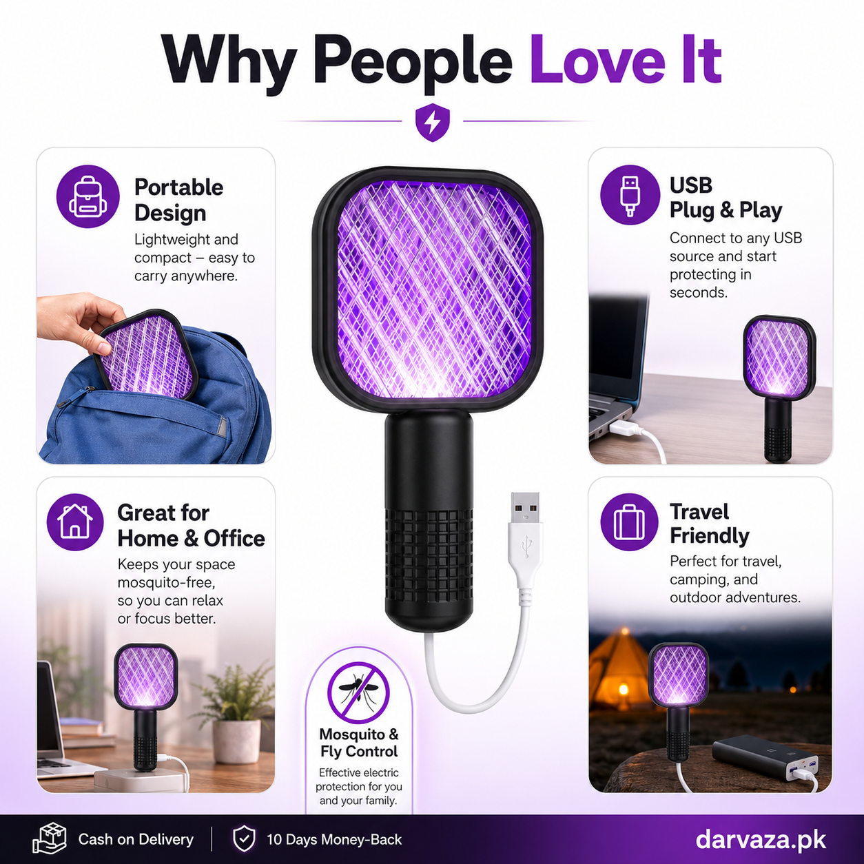 USB Electric Mosquito Racket Fly Killer