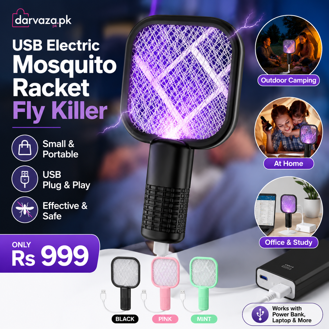 USB Electric Mosquito Racket Fly Killer