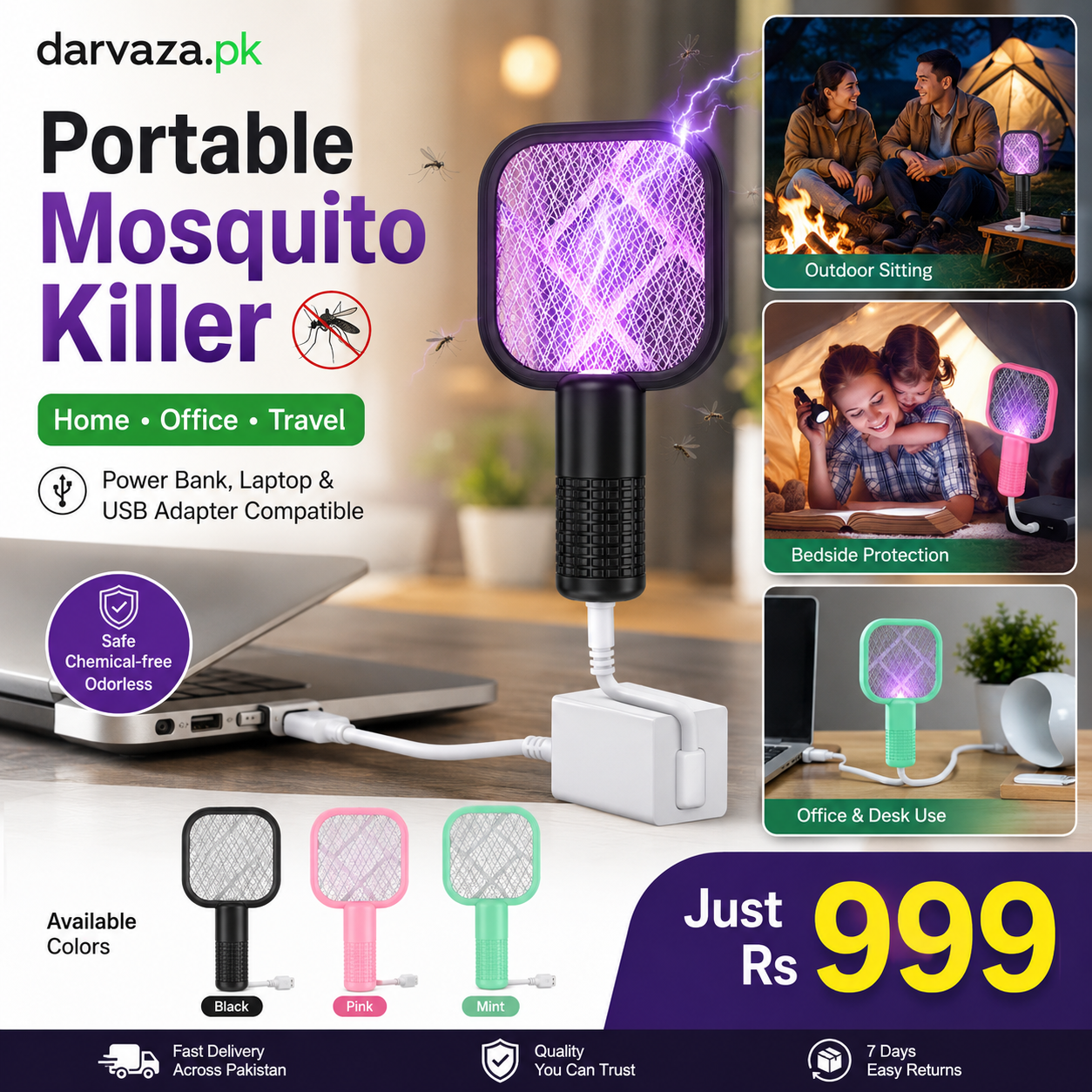 USB Electric Mosquito Racket Fly Killer