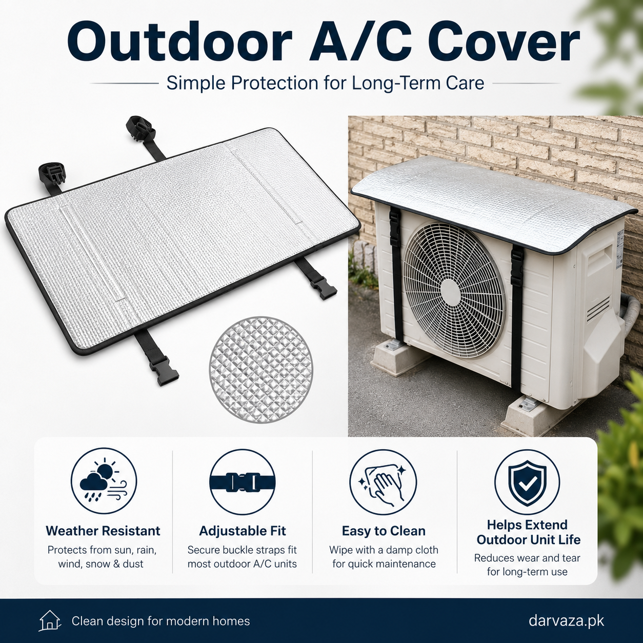 AC Outdoor Cover – Heat Insulation & Dust Protector