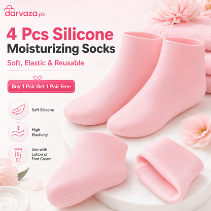 Buy 1 Pair Get 1 Pair Free Offer 4 Pcs Silicone Moisturizing Socks for Foot Care