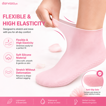 Buy 1 Pair Get 1 Pair Free Offer 4 Pcs Silicone Moisturizing Socks for Foot Care