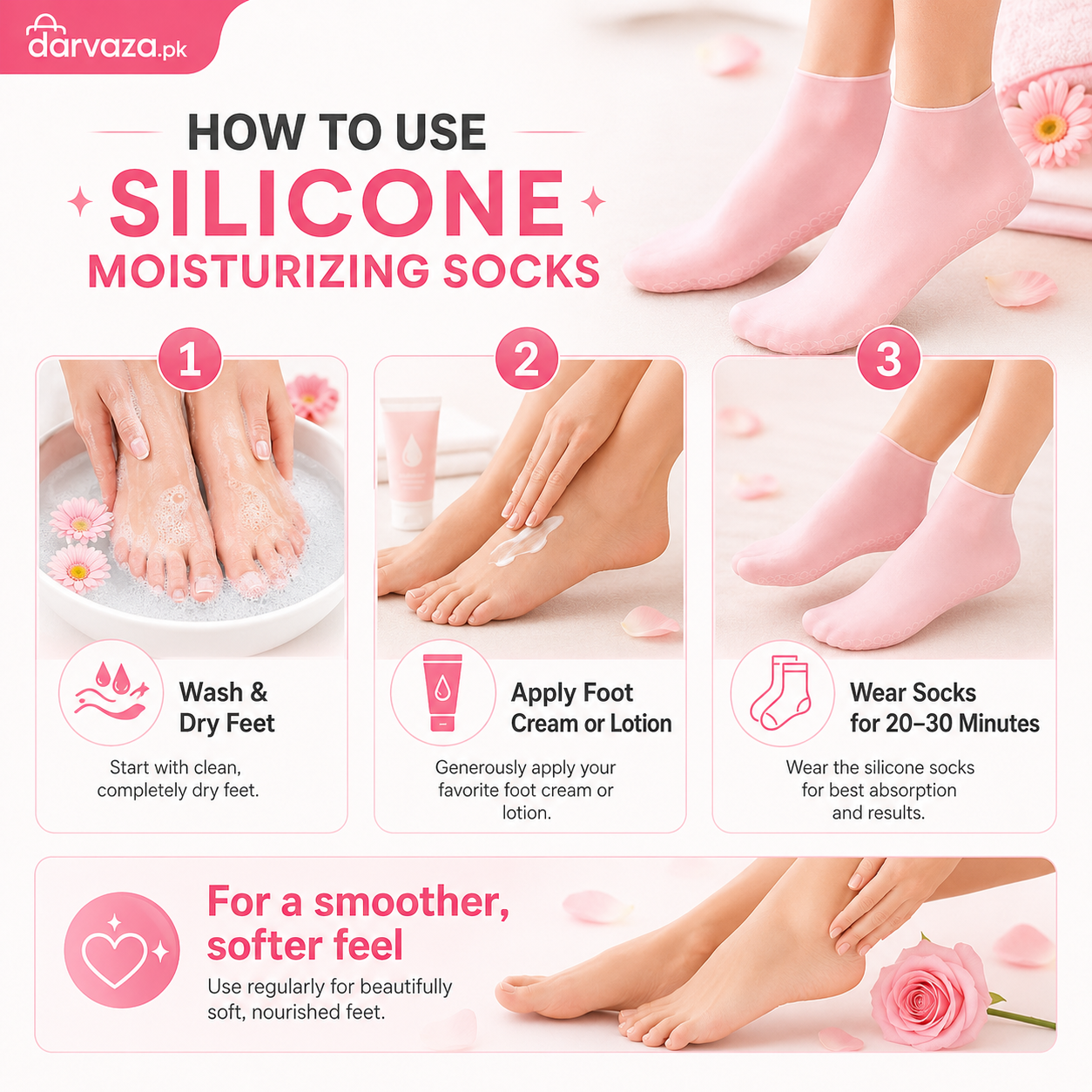 Buy 1 Pair Get 1 Pair Free Offer 4 Pcs Silicone Moisturizing Socks for Foot Care