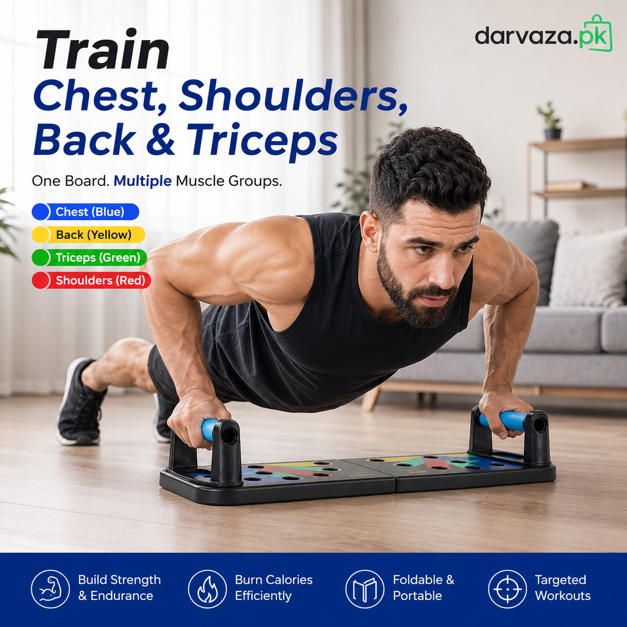 Foldable Push-Up Exercise Board for full body workout