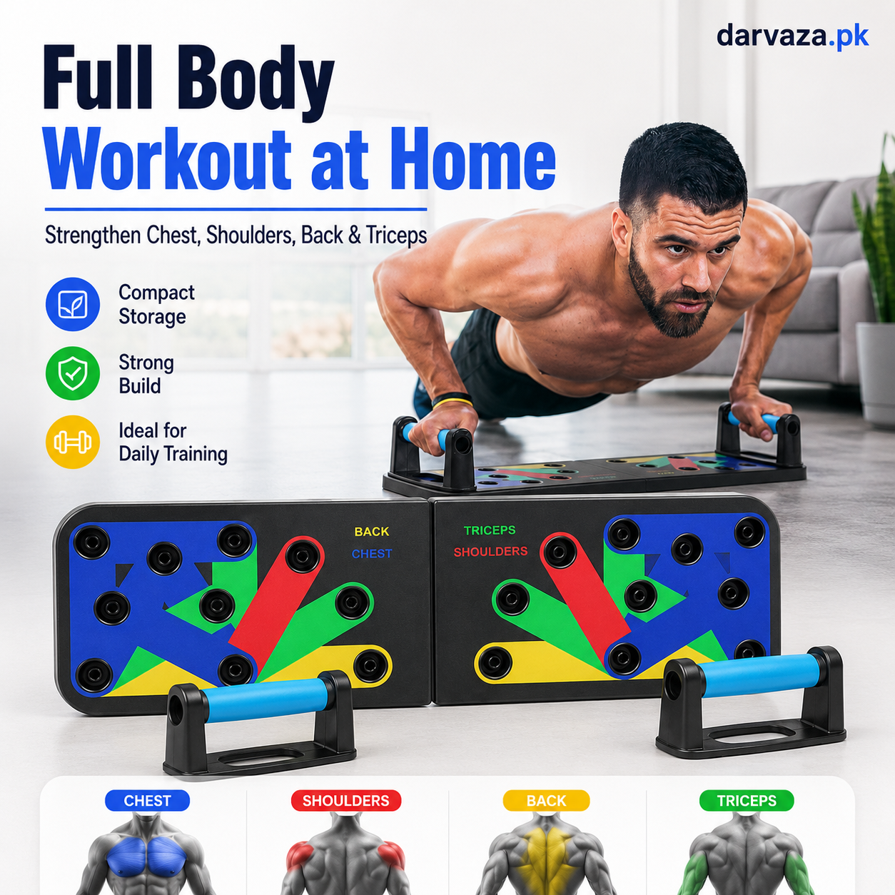 Foldable Push-Up Exercise Board for full body workout
