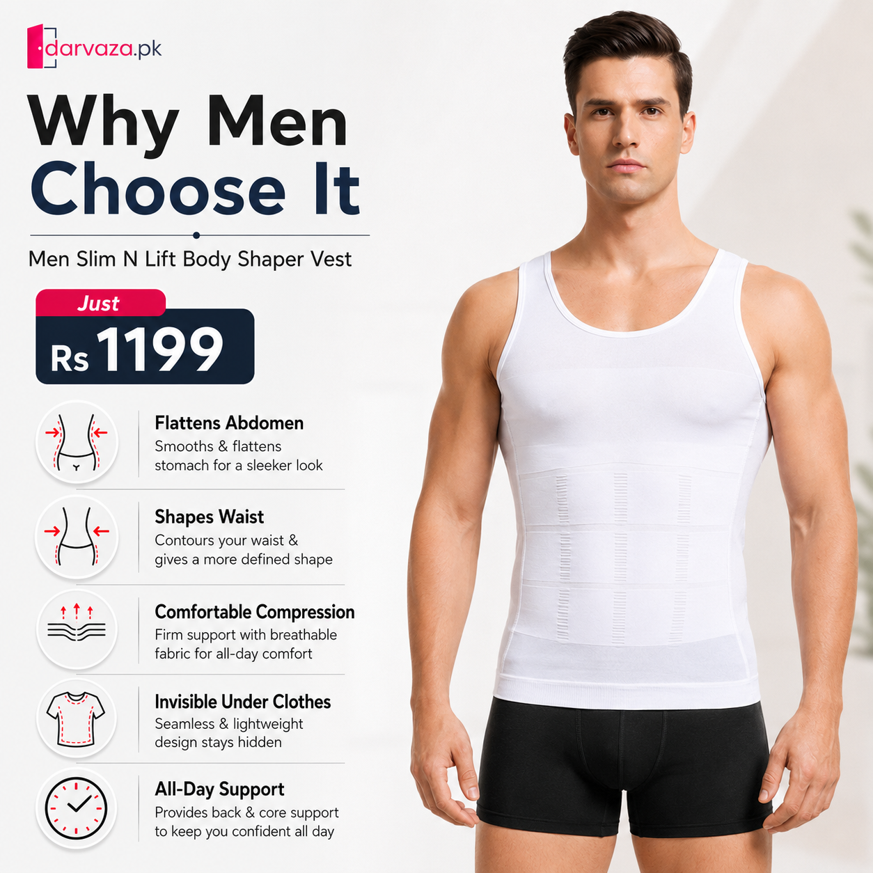 Men Slim N Lift Slimming Shirt & Body Shaper Vest
