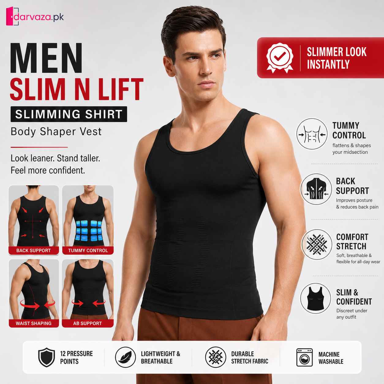 Men Slim N Lift Slimming Shirt & Body Shaper Vest