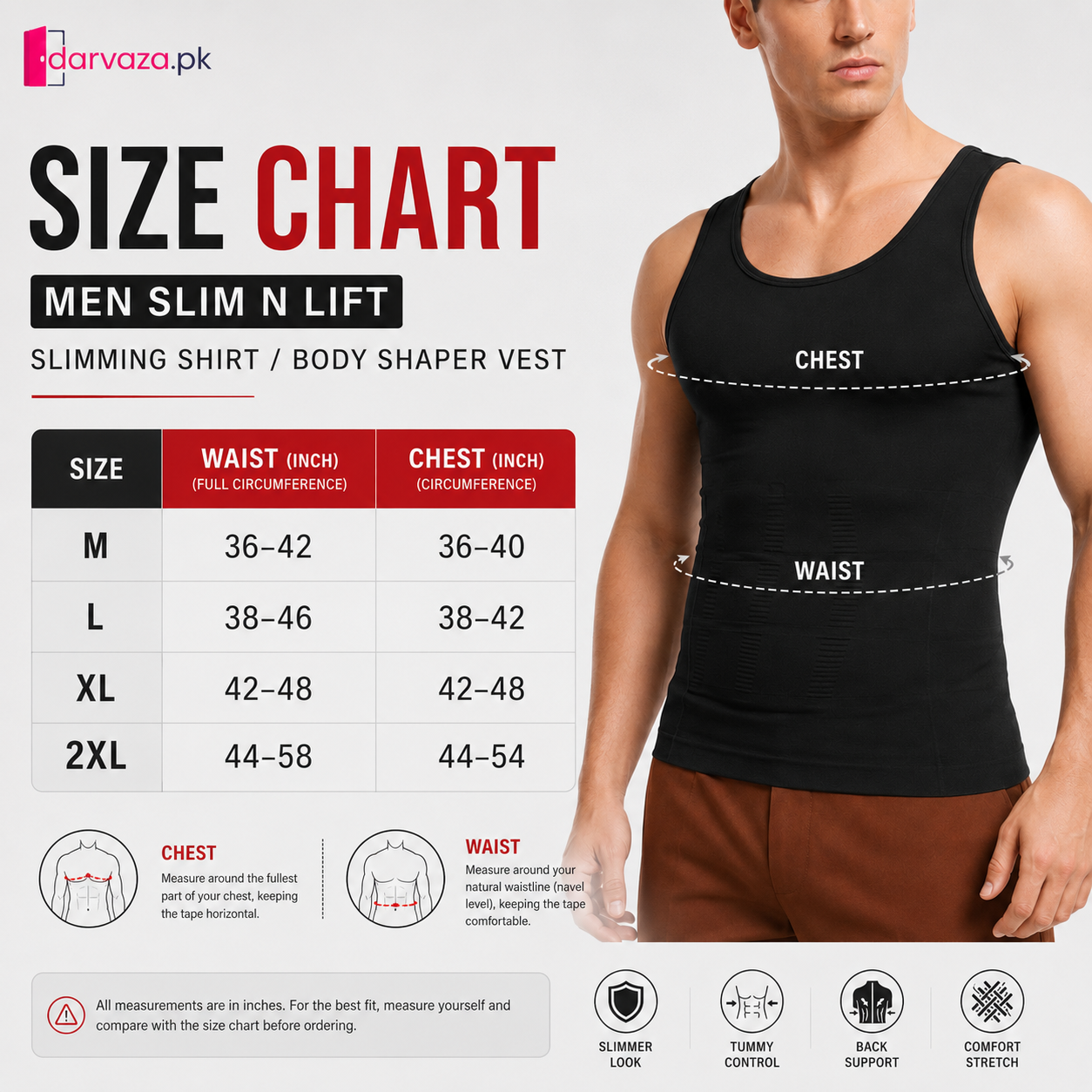 Men Slim N Lift Slimming Shirt & Body Shaper Vest