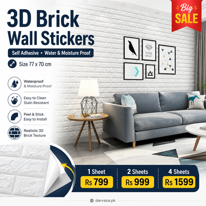 Water and Moisture Proof Anti Collision Self Adhesive White Brick Vinyl Tile Wallpaper Stickers For Home Decor