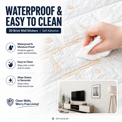 Water and Moisture Proof Anti Collision Self Adhesive White Brick Vinyl Tile Wallpaper Stickers For Home Decor