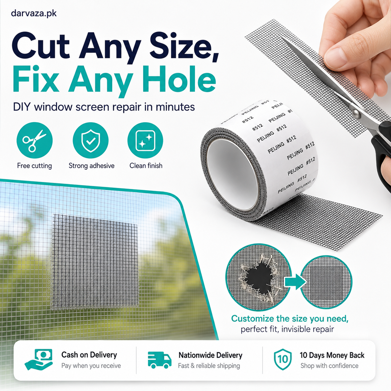 Strong Self Adhesive Window Net Screen Repair Patch Tape For Covering Up Holes Tears Anti Insect Mosquito Mesh