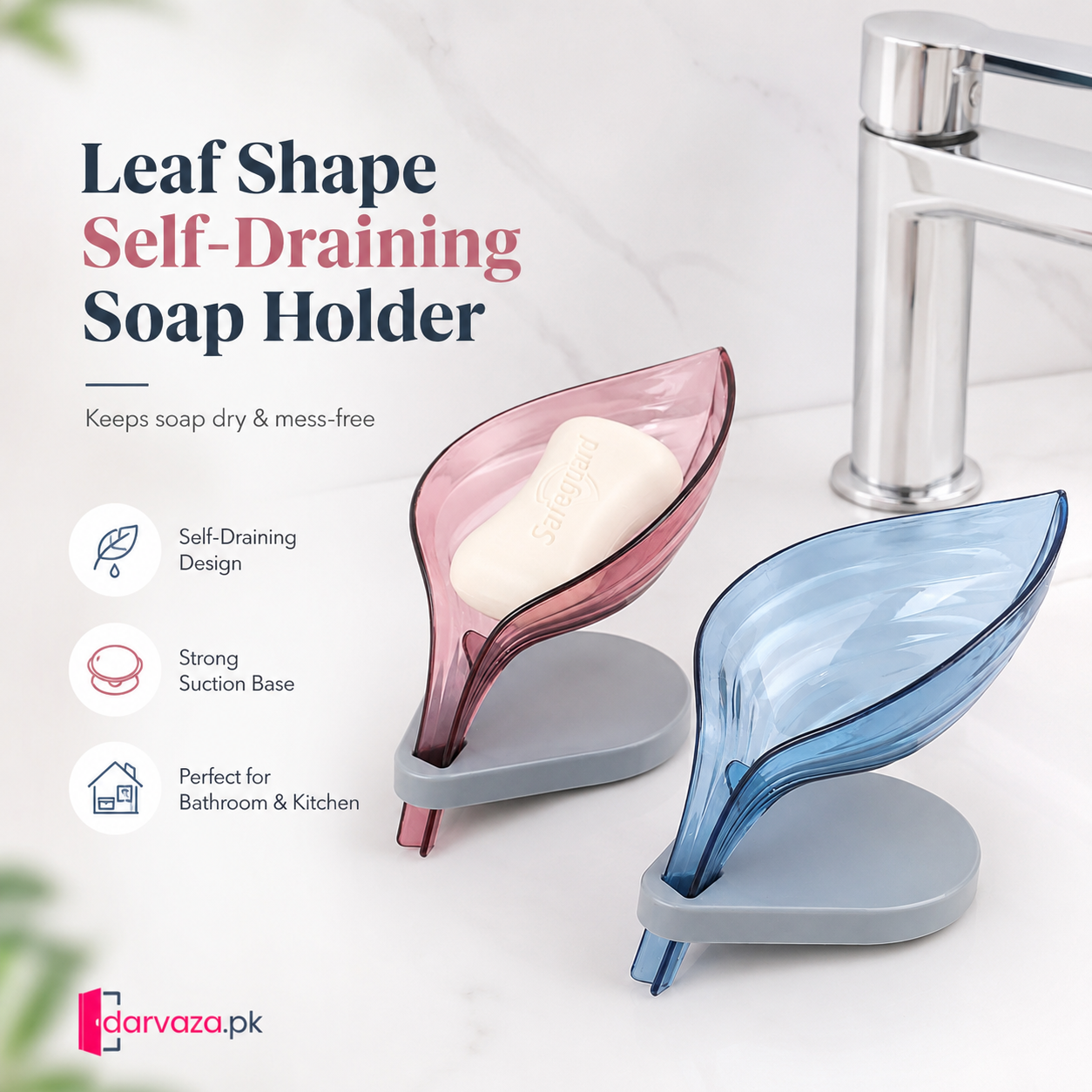 Pack of 5 Self Draining Leaf Shape Soap Holders