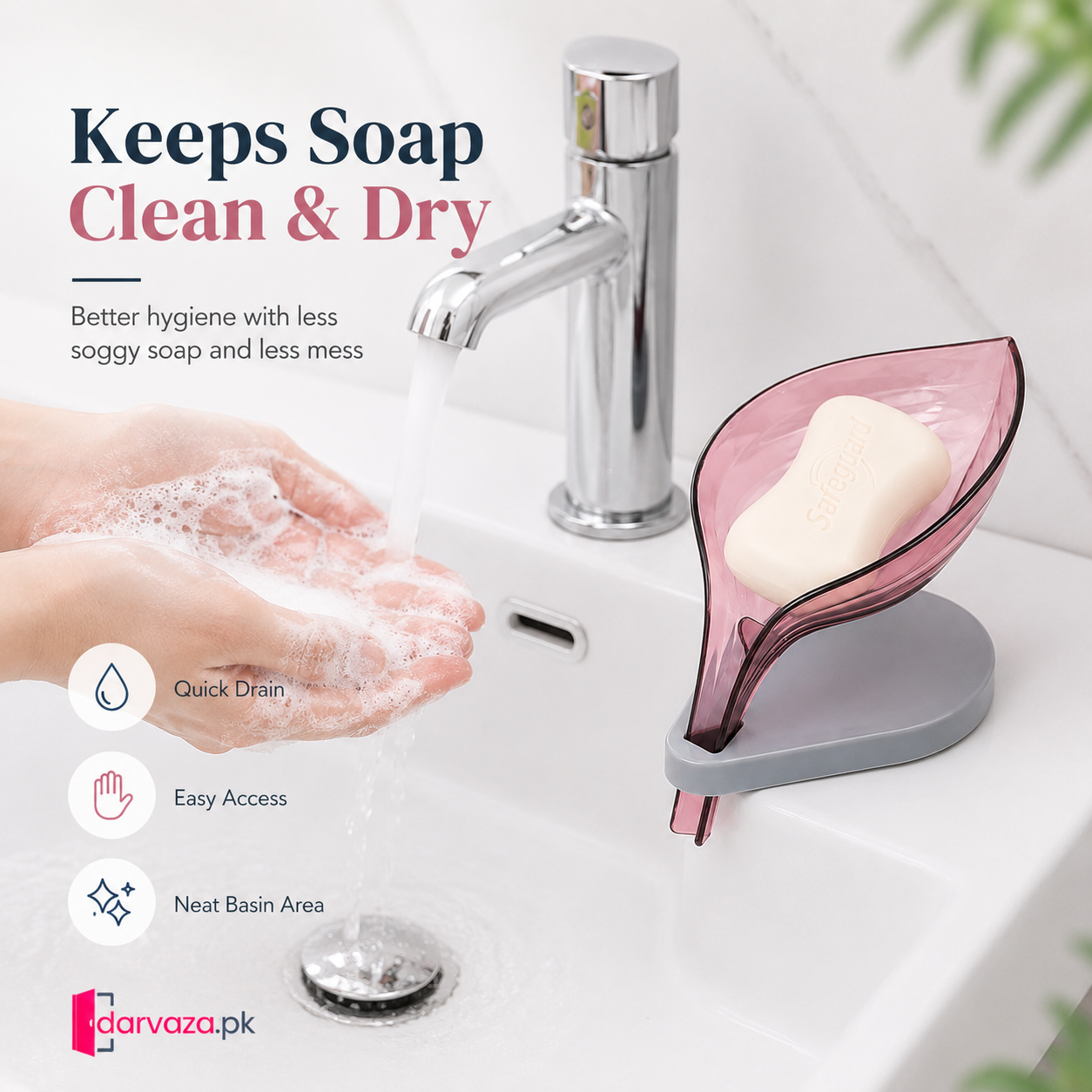 Pack of 5 Self Draining Leaf Shape Soap Holders