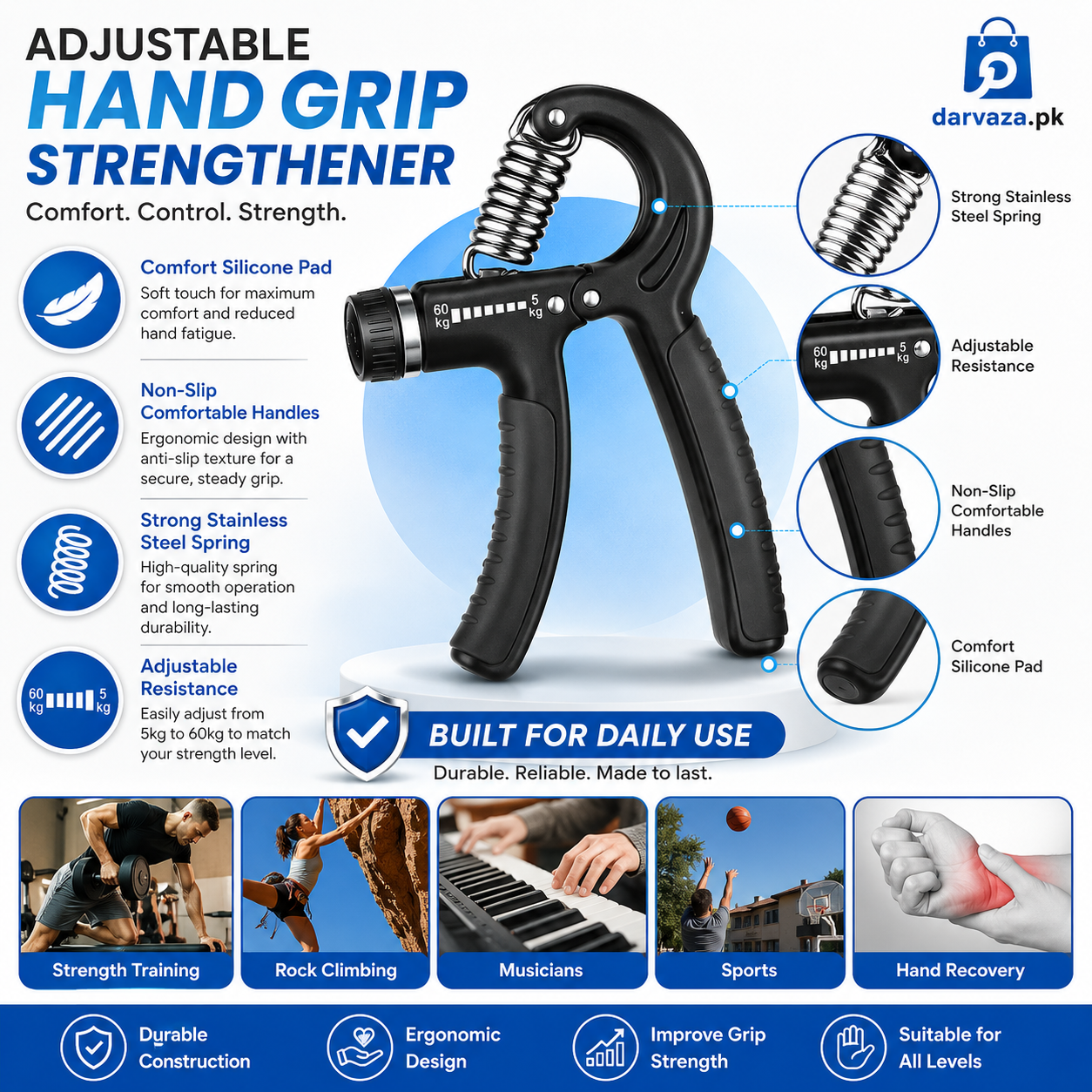 Buy 1 Get 1 Free Adjustable Hand Gripper Resistance Hand Muscle Trainer For Stronger Forearms Exerciser
