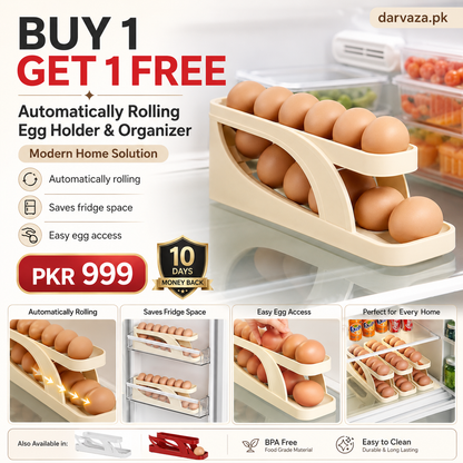 Egg Holder Dispensers With Automatically Rolling and Space Saving Egg Tray