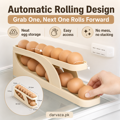 Egg Holder Dispensers With Automatically Rolling and Space Saving Egg Tray