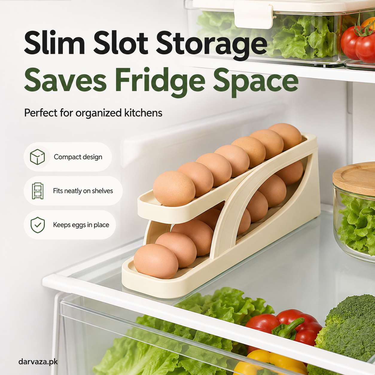 Egg Holder Dispensers With Automatically Rolling and Space Saving Egg Tray