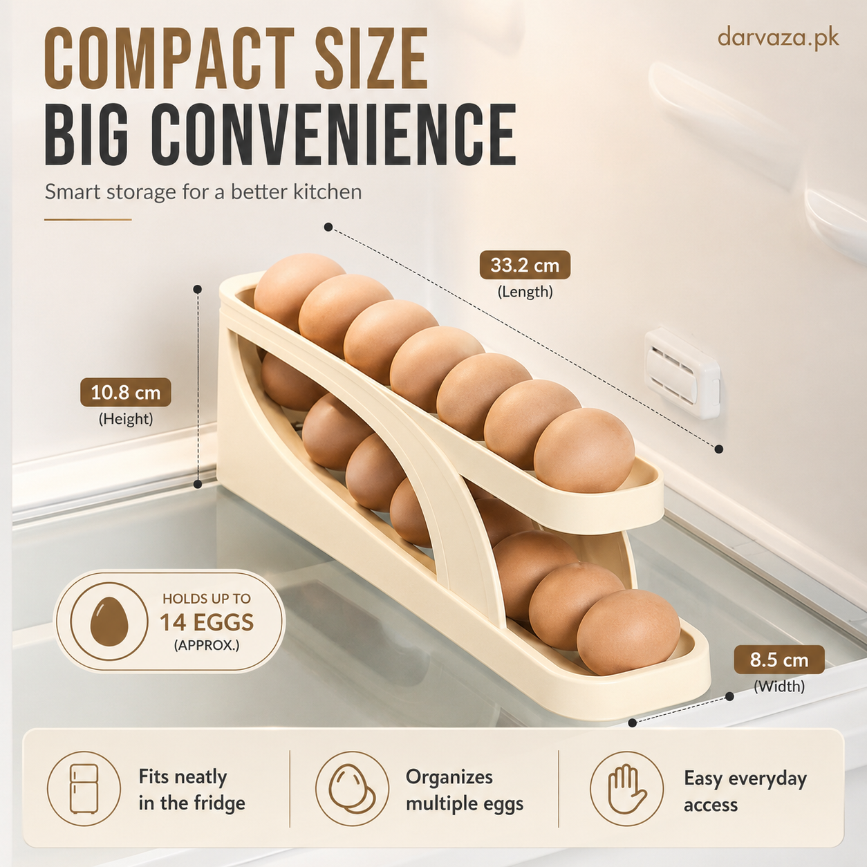 Egg Holder Dispensers With Automatically Rolling and Space Saving Egg Tray