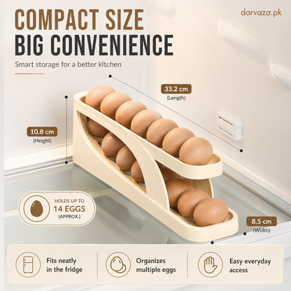 Egg Holder Dispensers With Automatically Rolling and Space Saving Egg Tray