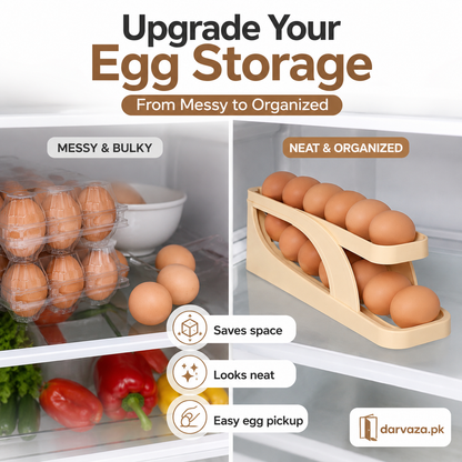 Egg Holder Dispensers With Automatically Rolling and Space Saving Egg Tray