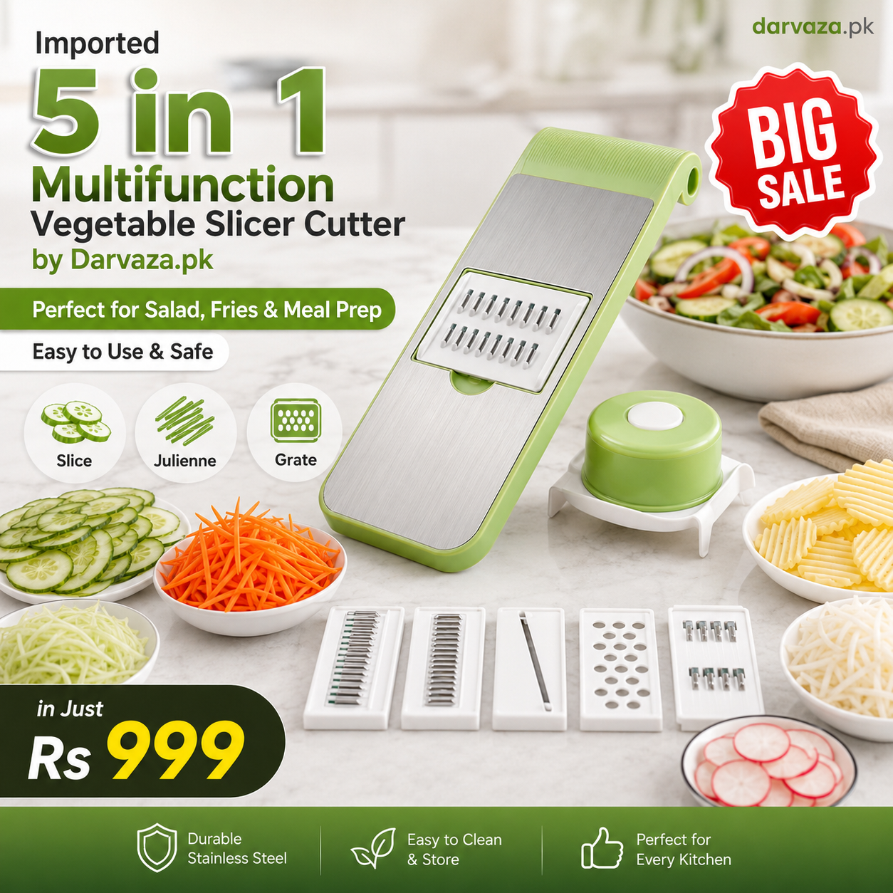 Imported 5 in 1 Multifunction Vegetable Slicer Cutter