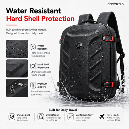 Black with Red Bag Pack with USB Port and Anti-Theft