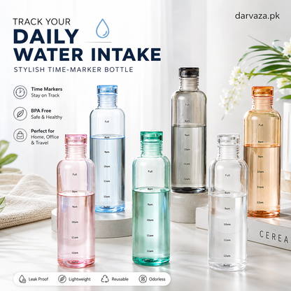 Acrylic Water Bottle with Time Marker – Creative Large Capacity Leakproof Drink Bottle