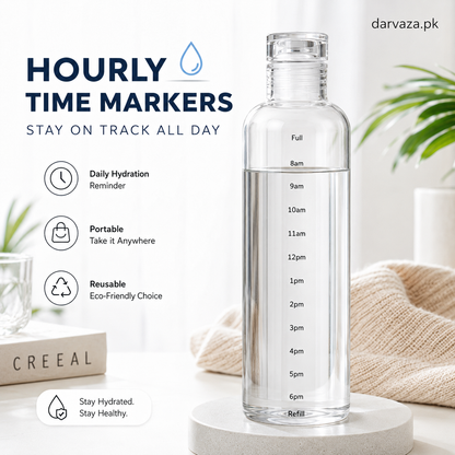 Acrylic Water Bottle with Time Marker – Creative Large Capacity Leakproof Drink Bottle